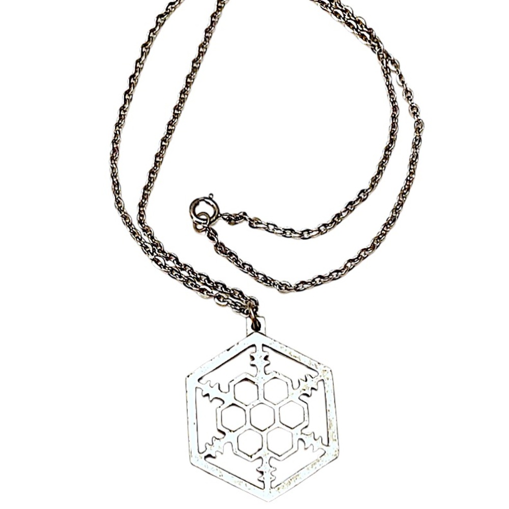 JORGEN JENSEN Denmark Pewter Snowflake Necklace
